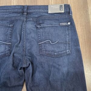 7 For All Mankind Classic Chic Dark Wash Bootcut Stretch Jeans w/Whiskering. 32